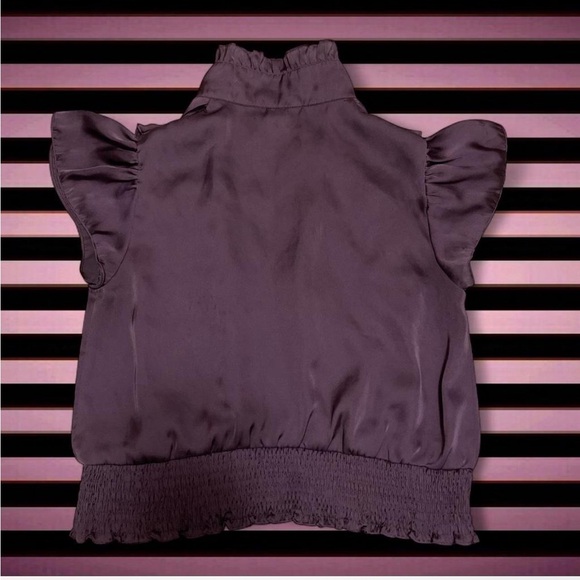 Moon Collection Deep Purple Ruffled Button-Front Blouse - Picture 7 of 7